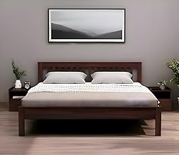 Kunjal Furniture Solid Sheesham Wood Bed with Headboard & Box Storage - Handcrafted Wooden Bed for Bedroom - Ideal for Home (Roam Walnut, King)