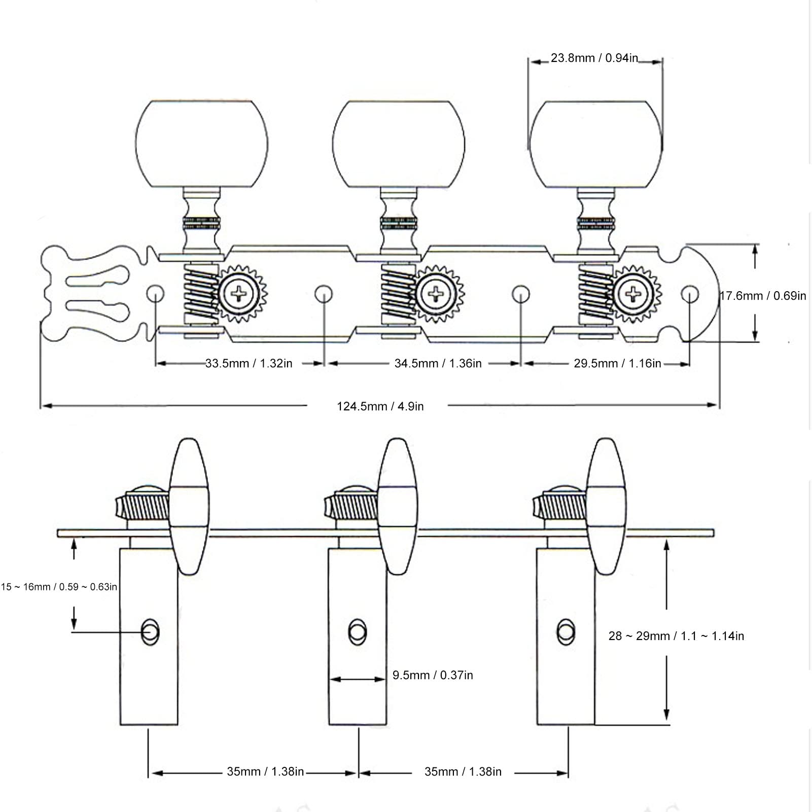 2 Pezzi di Corde per Testate Meccaniche per Chitarra, Corde per Chitarra Classica, Meccaniche, Corde per Chitarra Classica, Set di Piroli per Chitarra Classica, Chiodini per