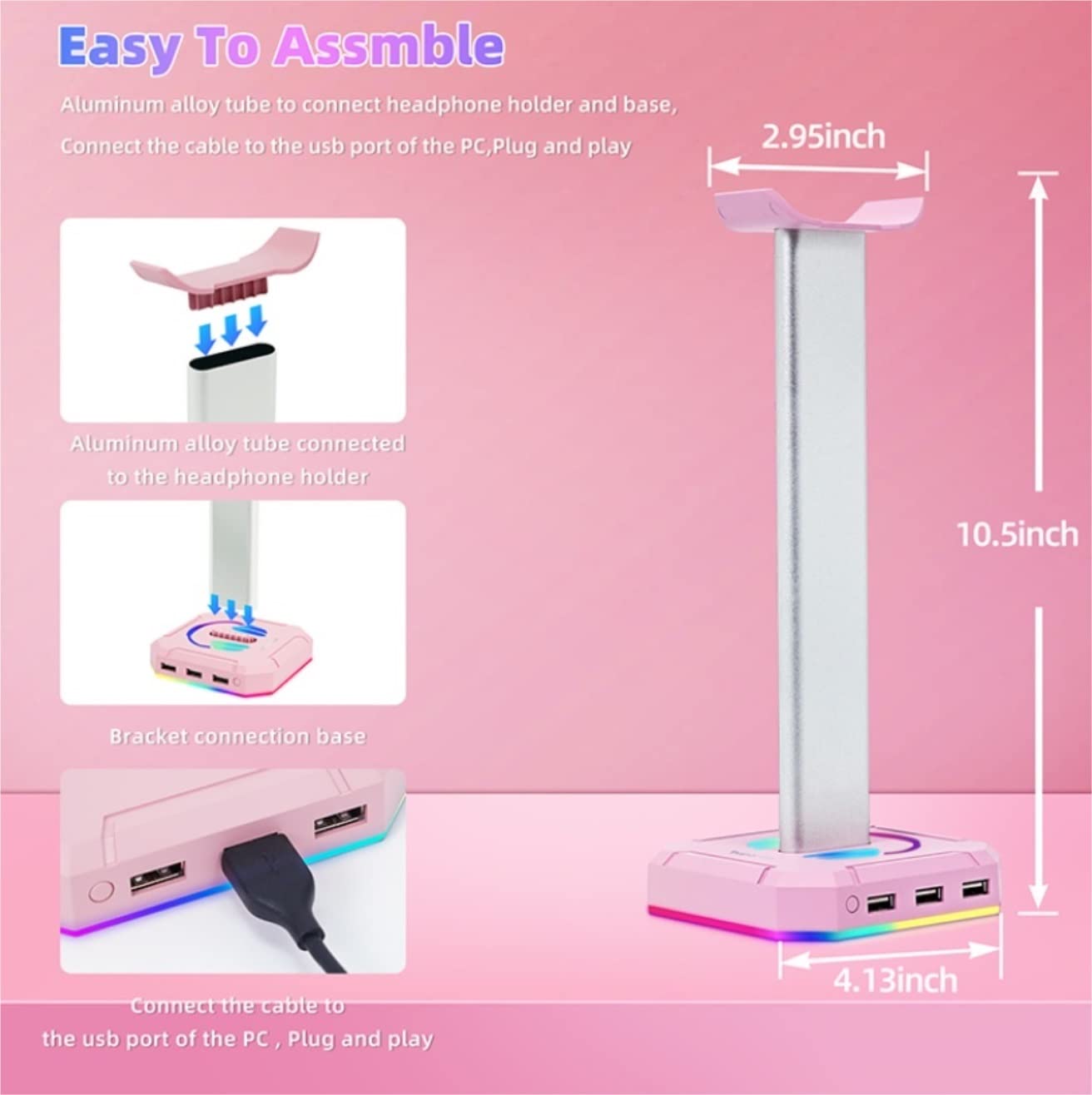 Soporte para Auriculares, Gancho para Auriculares, Colgador, Soporte de Escritorio USB Creativo para Carga supraaural Que Ahorra Espacio.