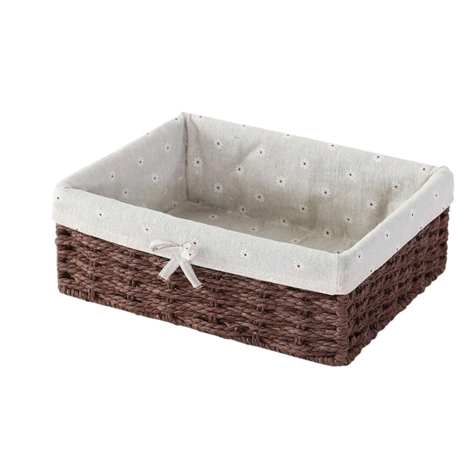 Folding Laundry Basket Household Storage Handwoven Sundries Organizer with Lid Rectangular Clothes for Home Organizing