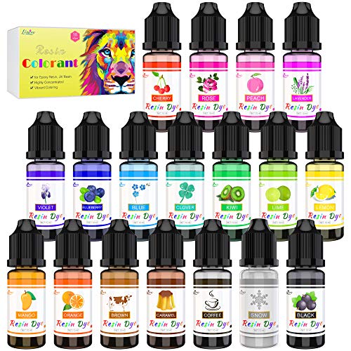 18 Colorant Resine Epoxy Resin UV - Pigment Couleur Résine époxy Liquide Transparente pour Art de la Résine, Fabrication Bijoux - Colorant de Resine UV pour Peinture DIY, Coloration - 10ml Chacun