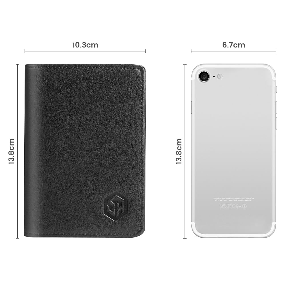 URAQT Fahrzeugschein Hülle, Card Wallet Ultradünne, KFZ Schein Unisex mit Kartenfächern, Kartenhülle Reisepasshülle für KFZ Fahrzeugschein, Ausweis, Karten Schwarz PU