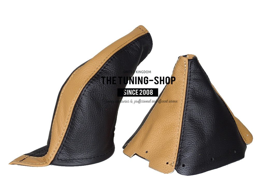 The Tuning-Shop Ltd for Mazda Mx-5 Mk1 NA 1989-97 Shift & E Brake Boot Black & Tan Leather