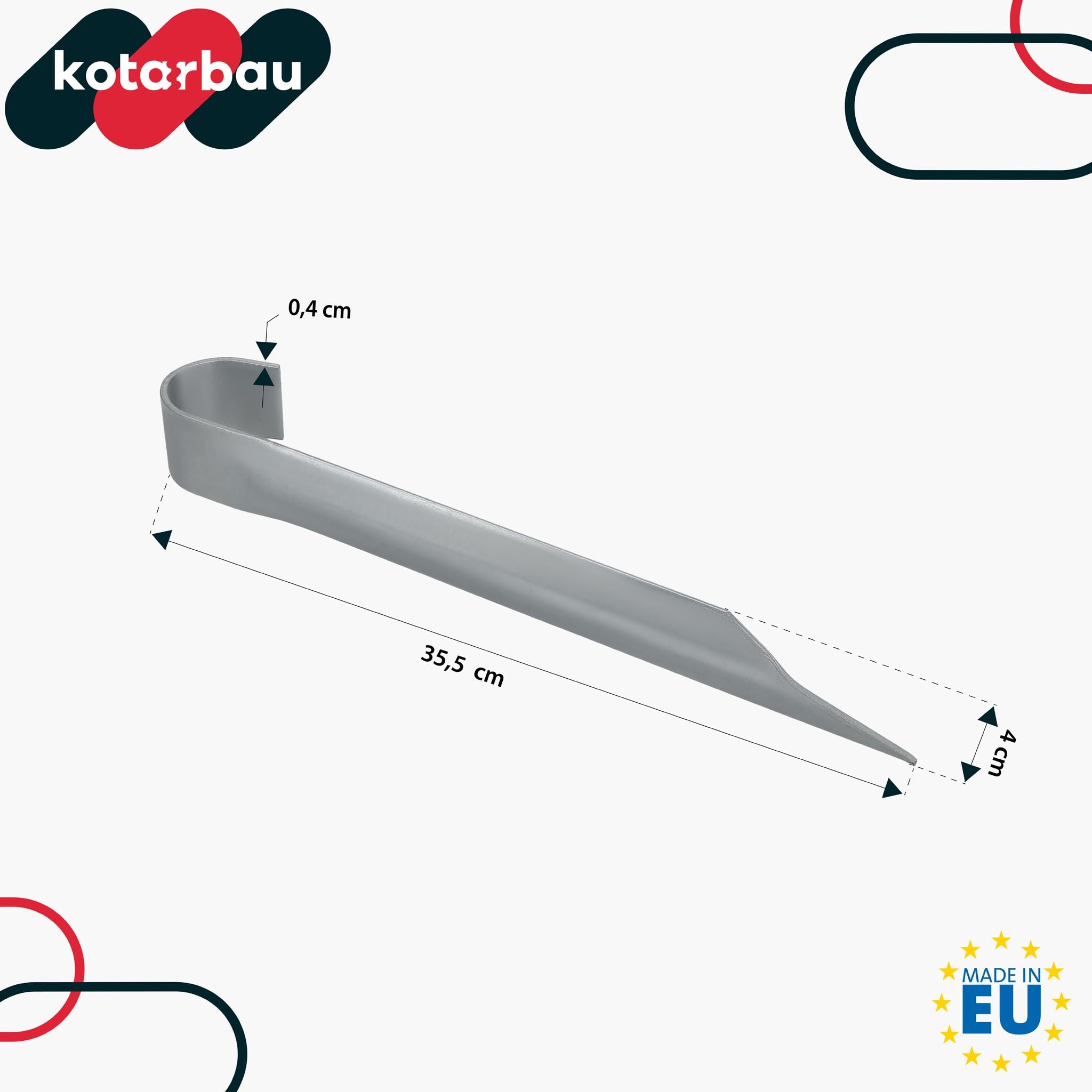 KOTARBAU® Bodenanker für Trampolin, Heringe für Gartentrampolin 350 mm | 12er Set, Erdanker zum Einschlagen, Zeltheringe, Schwerlastanker, Erdhaken aus verzinktem Stahl, Silber