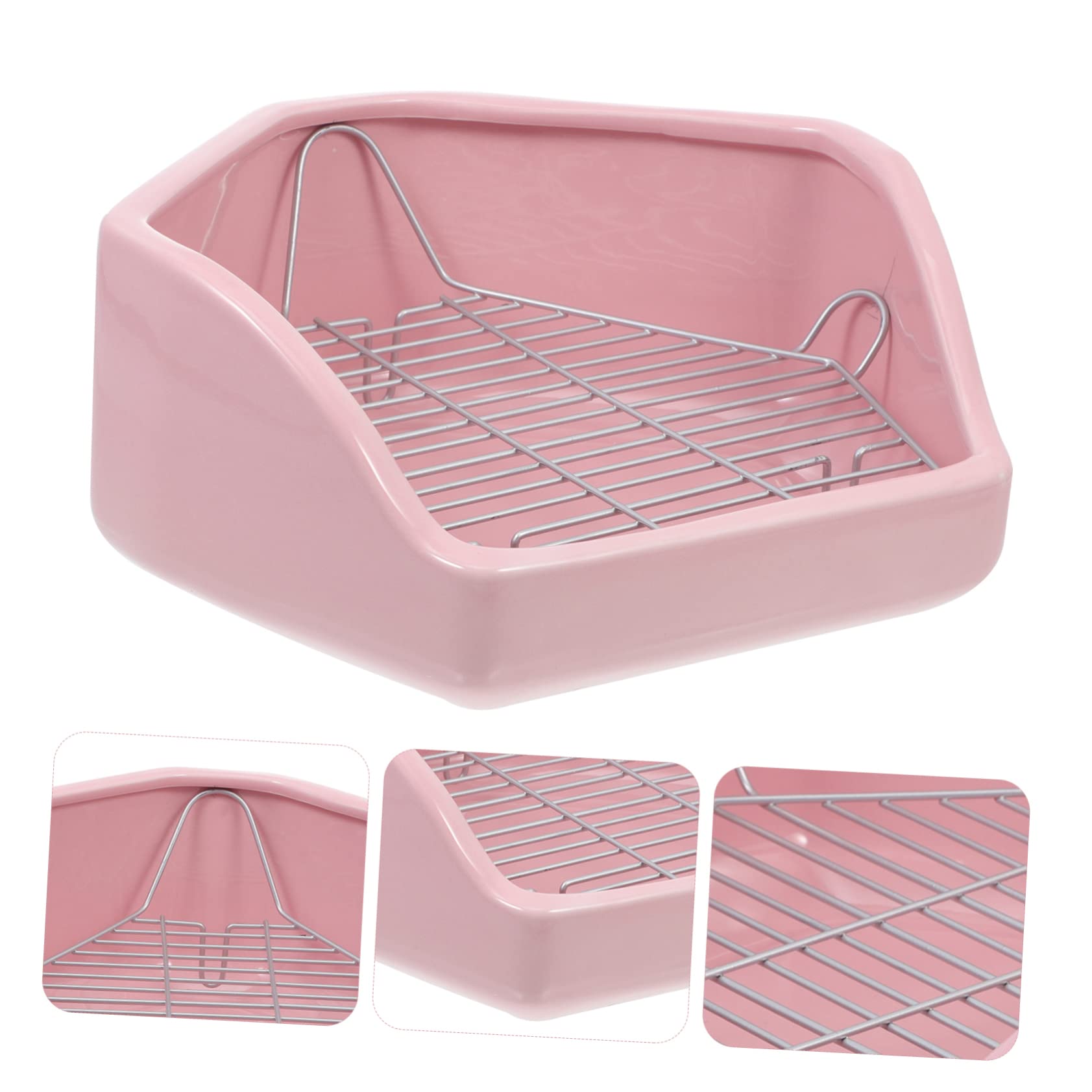 Beschwerte Keramik Kaninchen Toilette, Fünfeckig, Rosa, Kippsicher