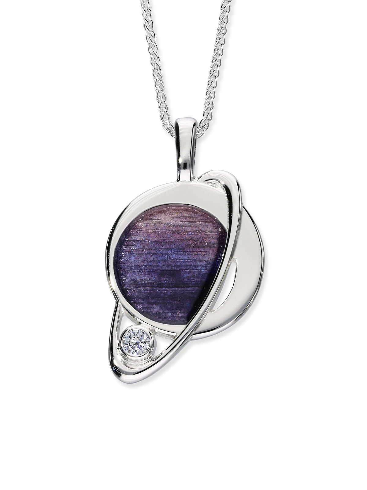ORTAK Women 925 Sterling Silver Handmade Necklace | Hot Glass Hand Enamel In Sirocco Colourways | Cubic Zirconia Gemstone | High Polished | Fine Jewellery | Made In Scotland