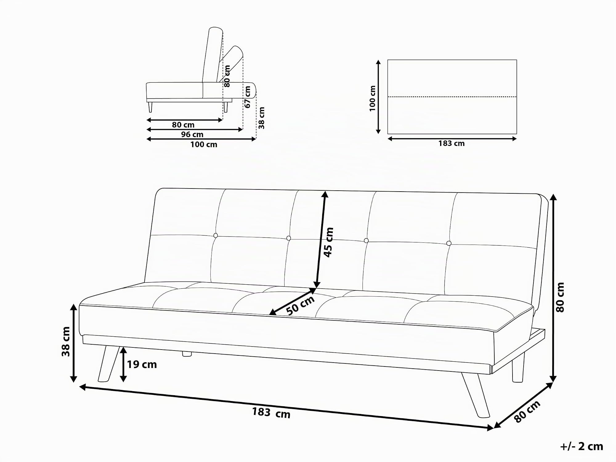 Schlafsofa Polsterbezug in Dunkelgrau modernes Sofa mit Schlaffunktion Couch Froya