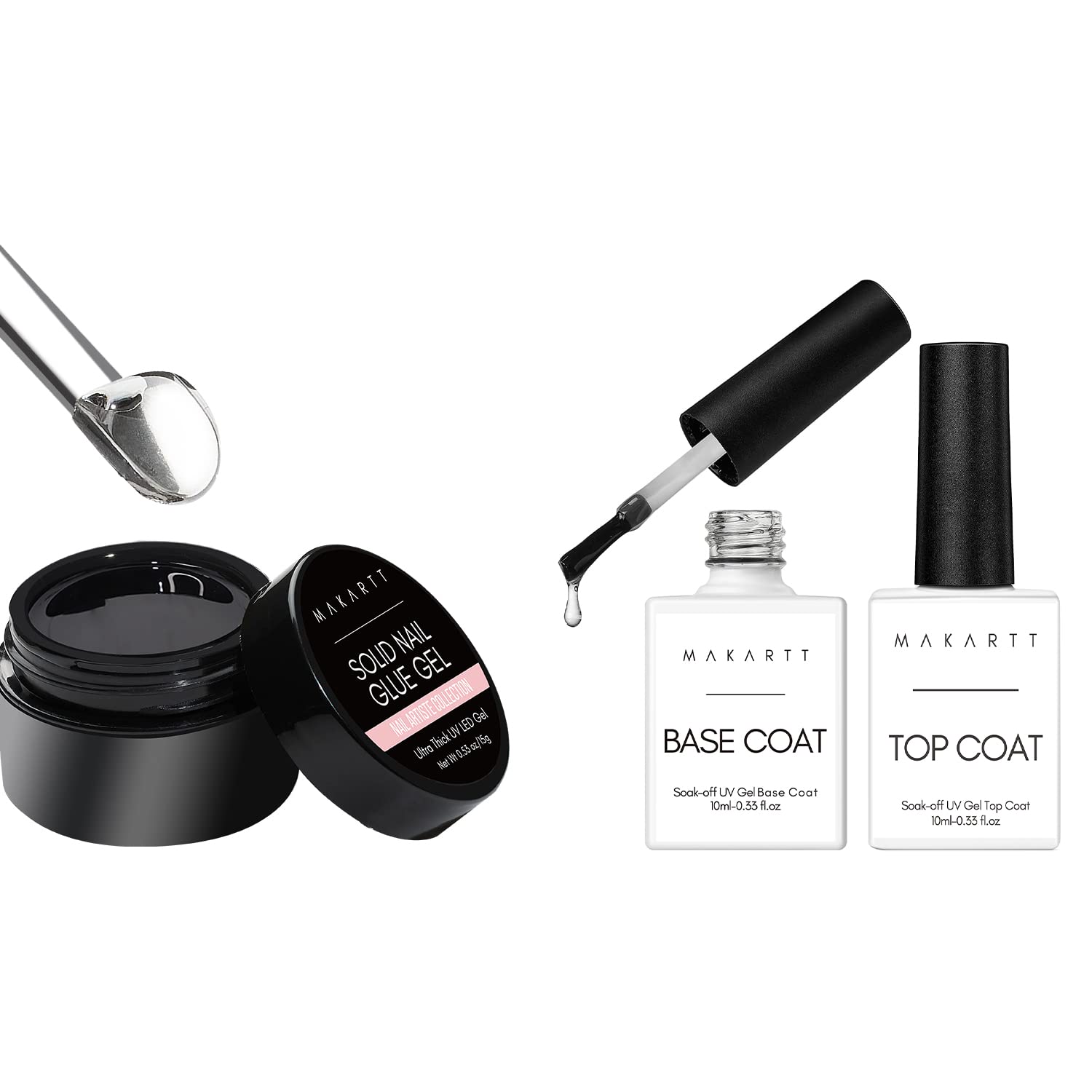 Makartt Solid Nail Gel and Gel Top Coat and Base Coat Kit