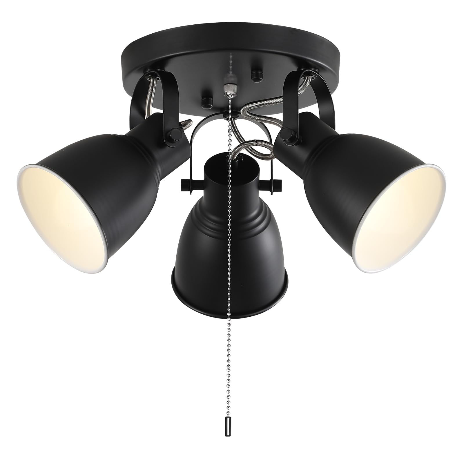 KEESFU 3 Light Ceiling Light with Pull Chain,Adjustable Directional Ceiling Track,Industrial Pull Chain Light Fixtures for Bedroom Hallway Closet. โ image 1