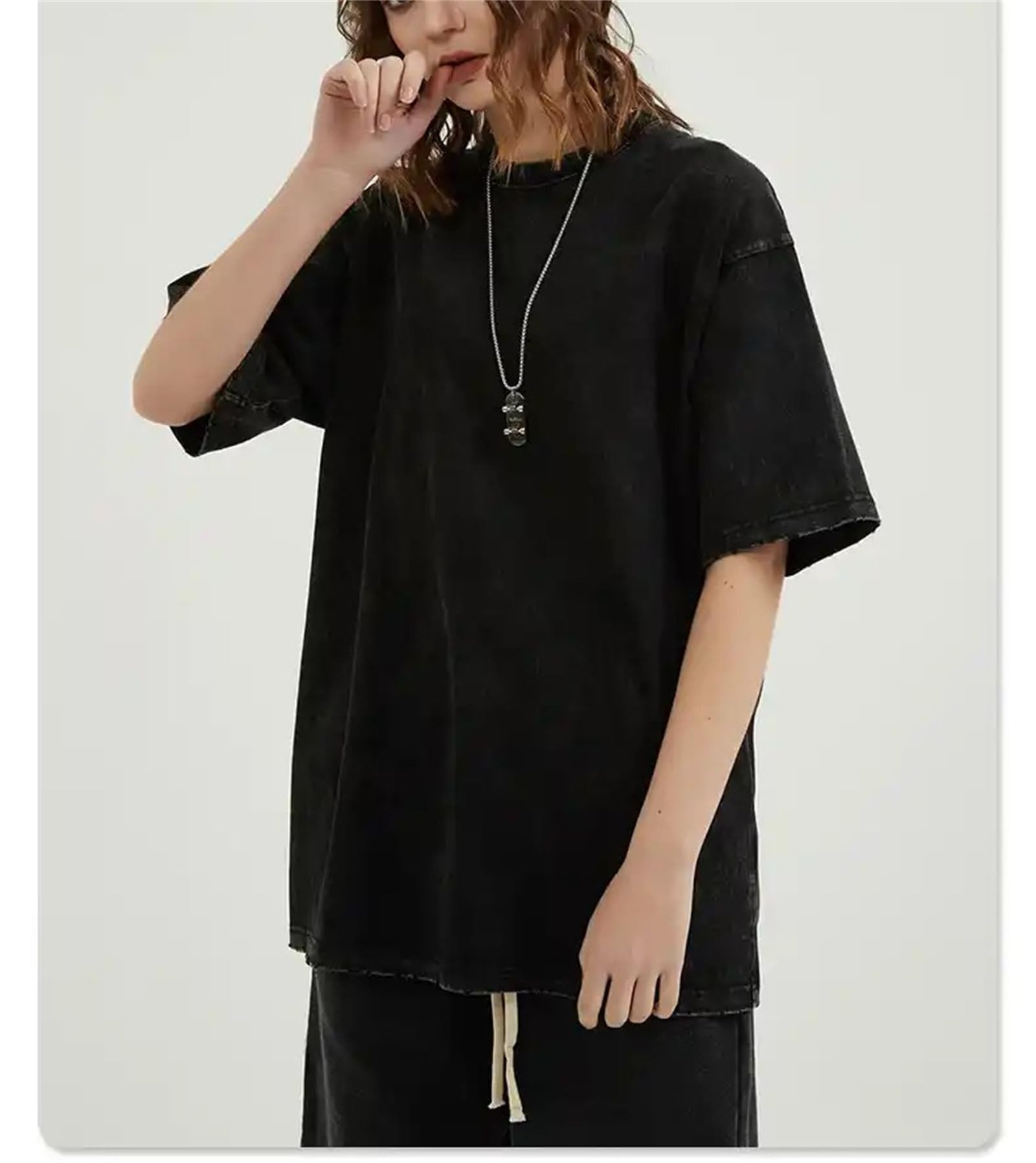 Lot de 3 t-shirts baggy décontractés style vintage délavé pour femmes, T-shirt vintage délavé de style surdimensionné pour femme, vêtement de rue baggy décontracté, 3 pièces, XXL