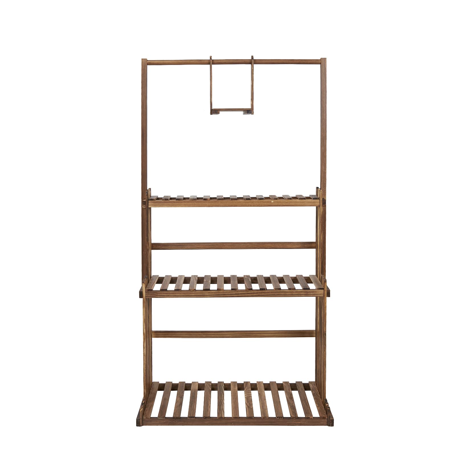 unho Blumenständer Holz, Blumentreppe 3 Ebenen, Pflanzentreppe mehrstöckig, Holzregal für Indoor Outdoor Garten Balkon, 79x36.5x145cm