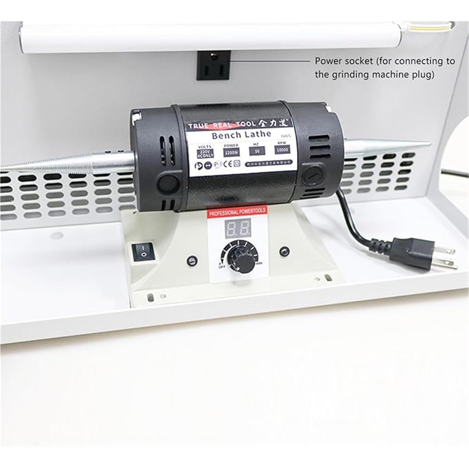 Máquina pulidora de pulido de 200 W, pulidora de rocas de joyería de escritorio, velocidad ajustable de 8000 RPM, multifuncional para metal, piedras preciosas, madera