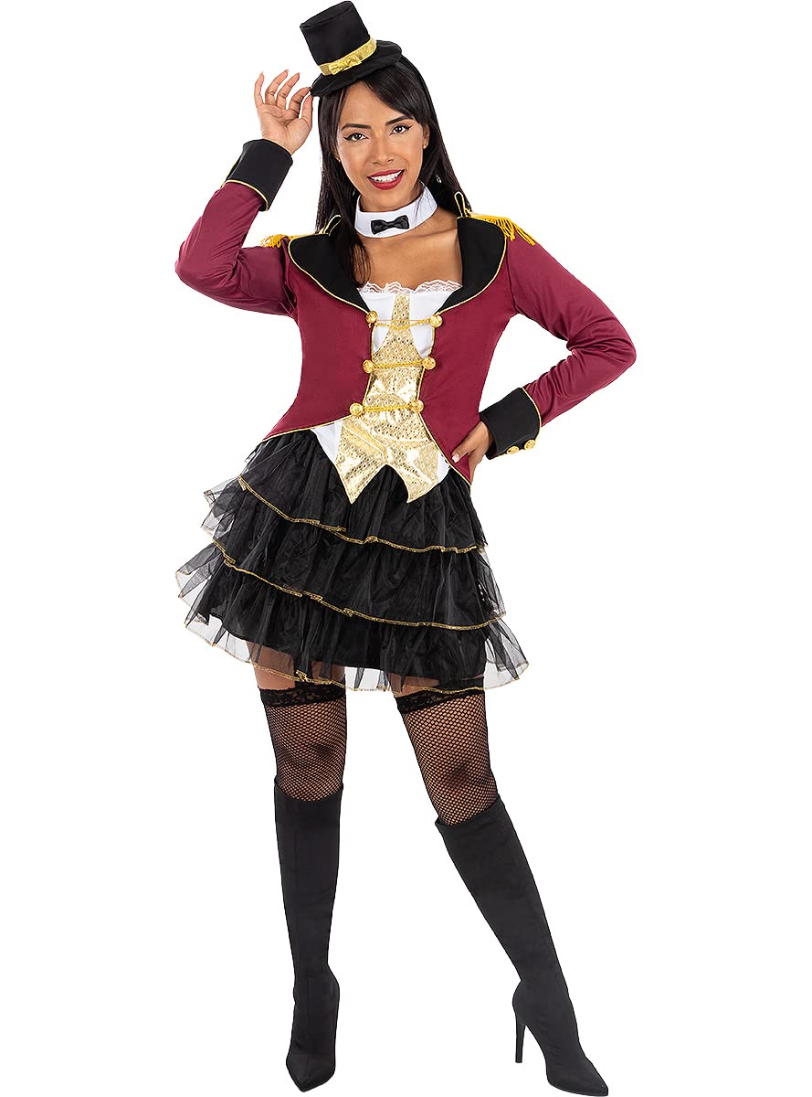 Funidelia | Disfraz de domadora para mujer Domador, Circo, Original y Divertido - Disfraz para adultos y divertidos accesorios para Fiestas, Carnaval y Halloween - Talla XXL - Rojo