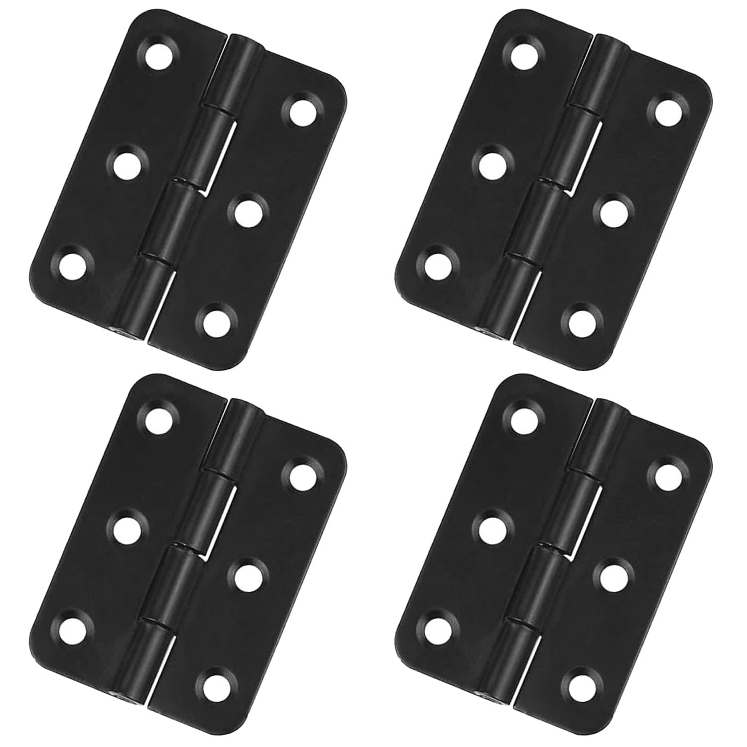 QZKJQDD 4 PCS Hinges Black, 2 inch Hinges for Wood Black Door Hinges with 24 pcs Hinge Screws for Cabinets Cupboards Shed Doors DIY Wood Projects and Furniture Fittings