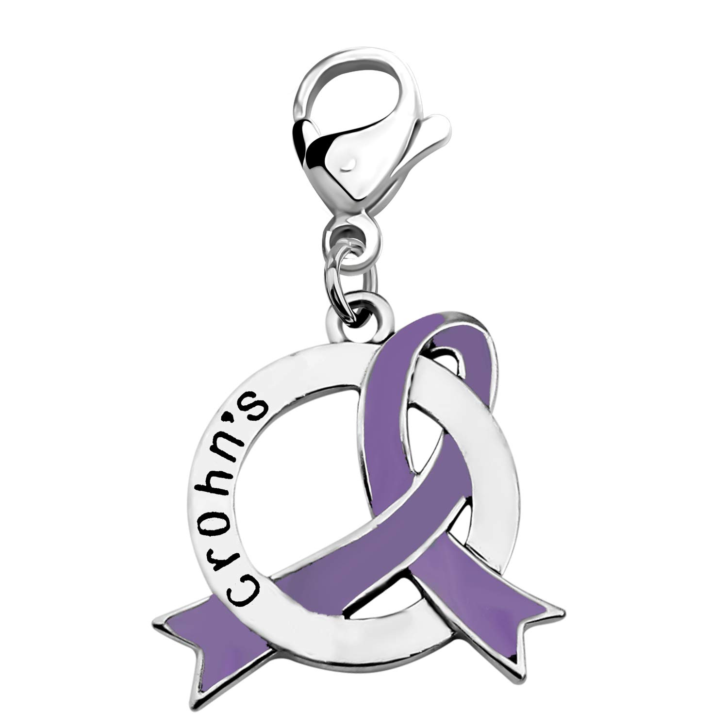 CENWA Crohns Awareness Purple Ribbon Charm Zipper Pull Crohns Warrior Crohns Jewelry Crohns Awareness Gift