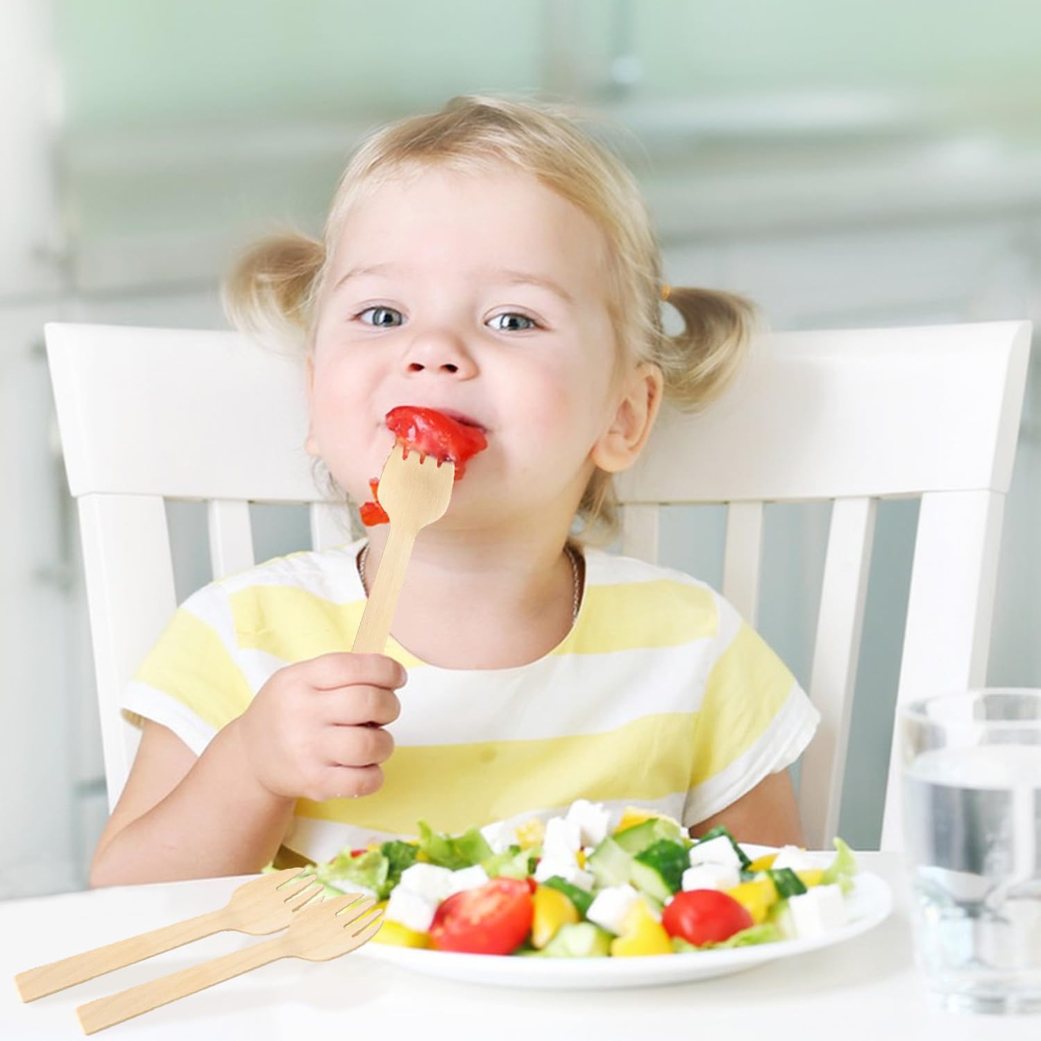 Forchette Usa e Getta, 200 Pezzo Forchette Monouso, 10 cm Bambù Forchette Legno, Biodegradabile Adatto per Picnic Campeggio Feste di Torte