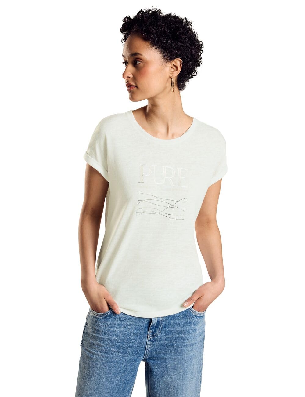 Street One Women's Ls_partprint Shirt, Touch of Sand, 10