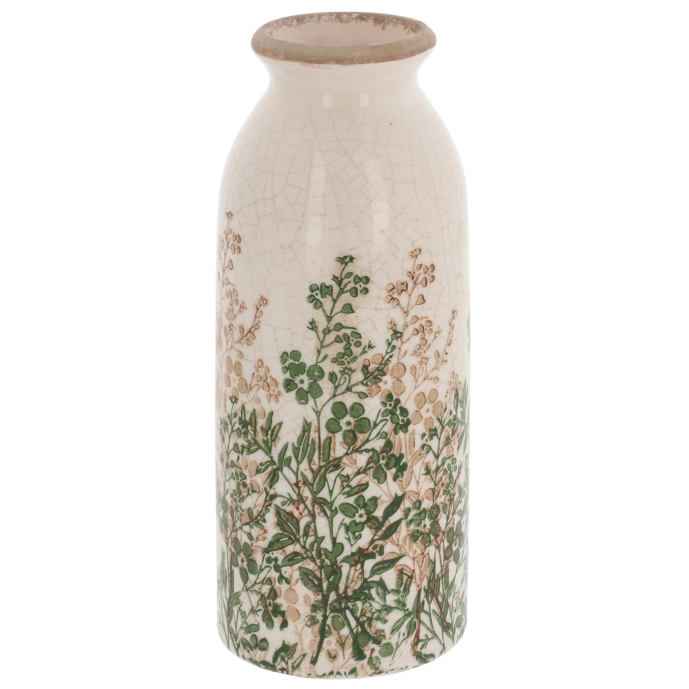 Shudehill Giftware Natural Garden Bottle Plum Vases, Cream, Ceramic, Floral Botanical Design (Bottle Vase Tall 47 x 38.5 x 29cm)