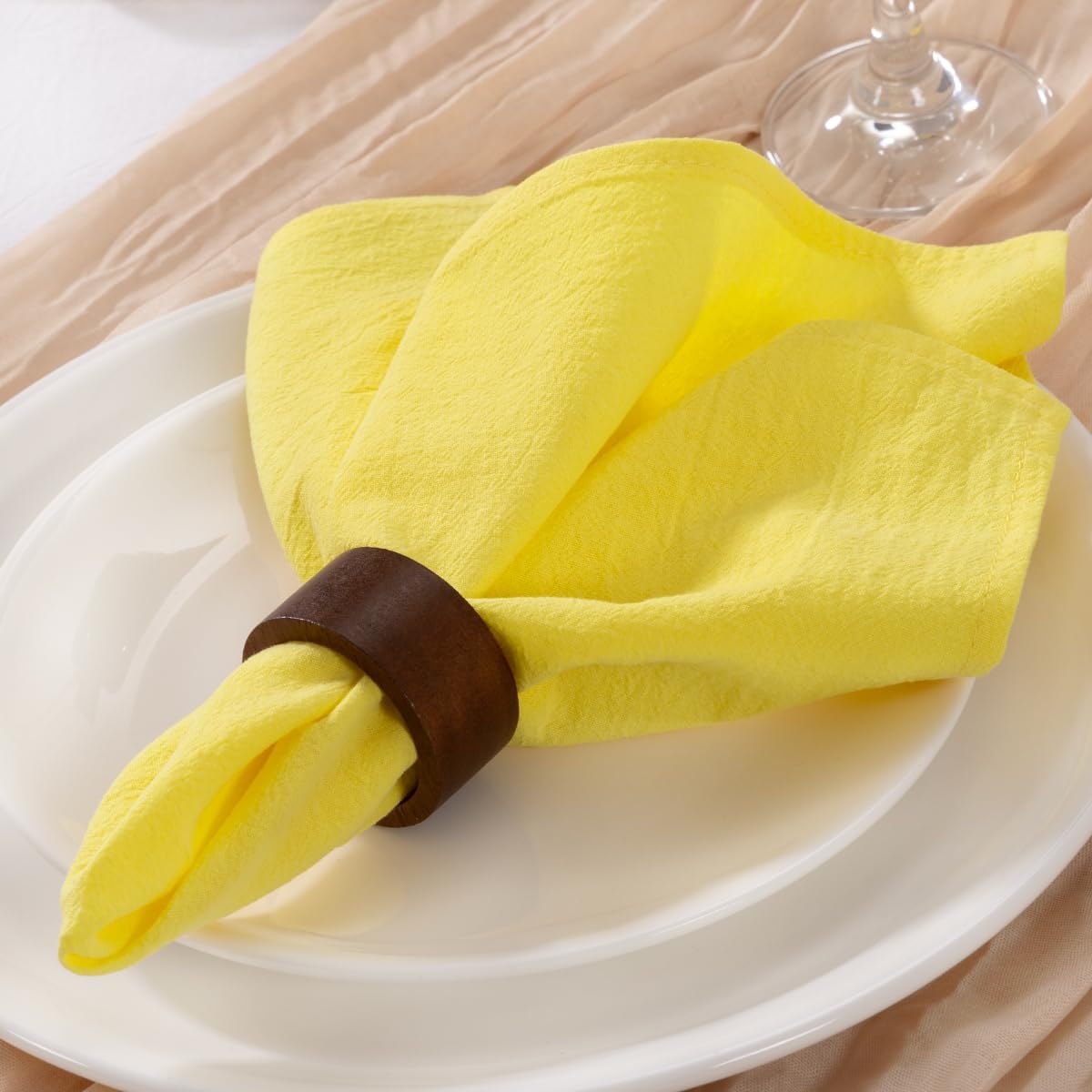 MLMW Set Di 8 Tovaglioli In Cotone E Lino Per Pasqua E Primavera – Gialli, 40x40 Cm – Lavabili, Perfetti Per Matrimoni, Baby Shower E Decorazioni Da Tavola