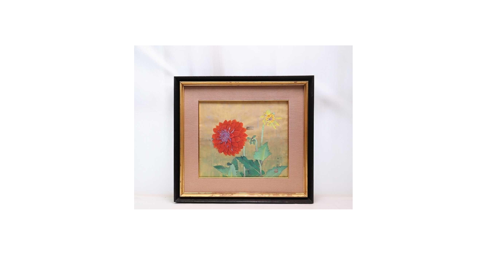 Amazon.co.jp: 奥田正次良 日本画「天竺牡丹図」画寸 45cm×385cm