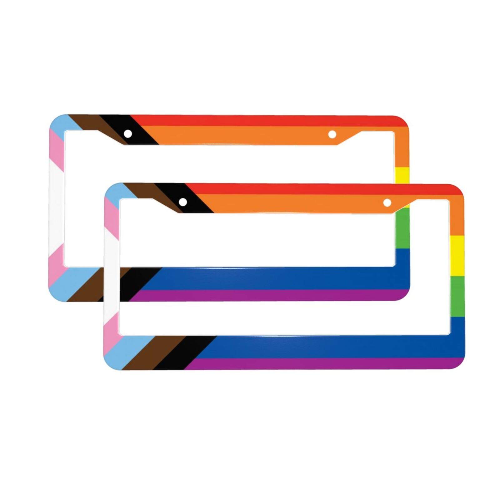TGUBJGV License Plate Frame Progress Pride Rainbow LGBT Flag Aluminum Frames Covers for Car Truck SUV 2 Pack