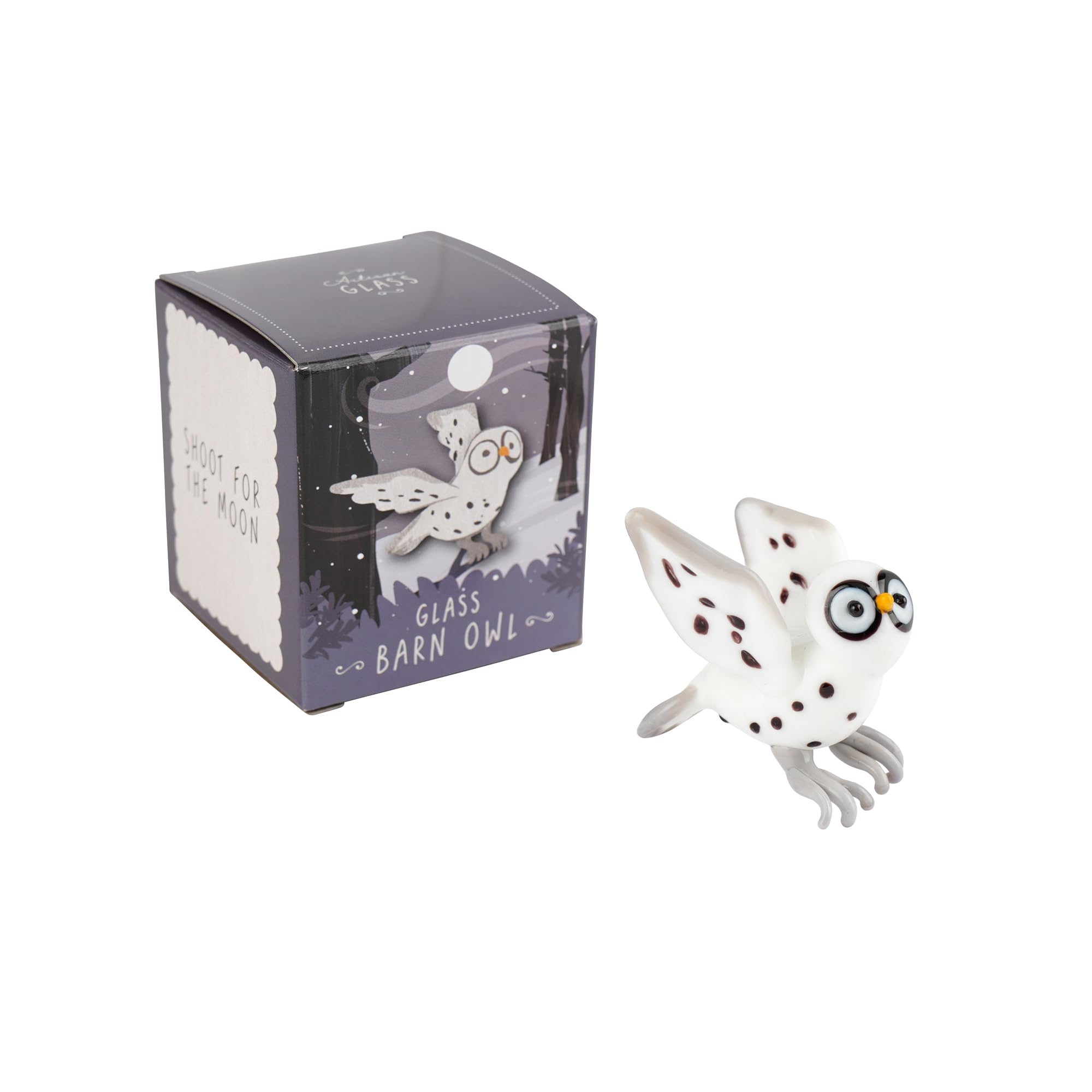 Cgb Giftware White | Artisan Glass Barn Owl In Gift Box | Decoration | Ornament | Collectable | Home Decor | Gb08973