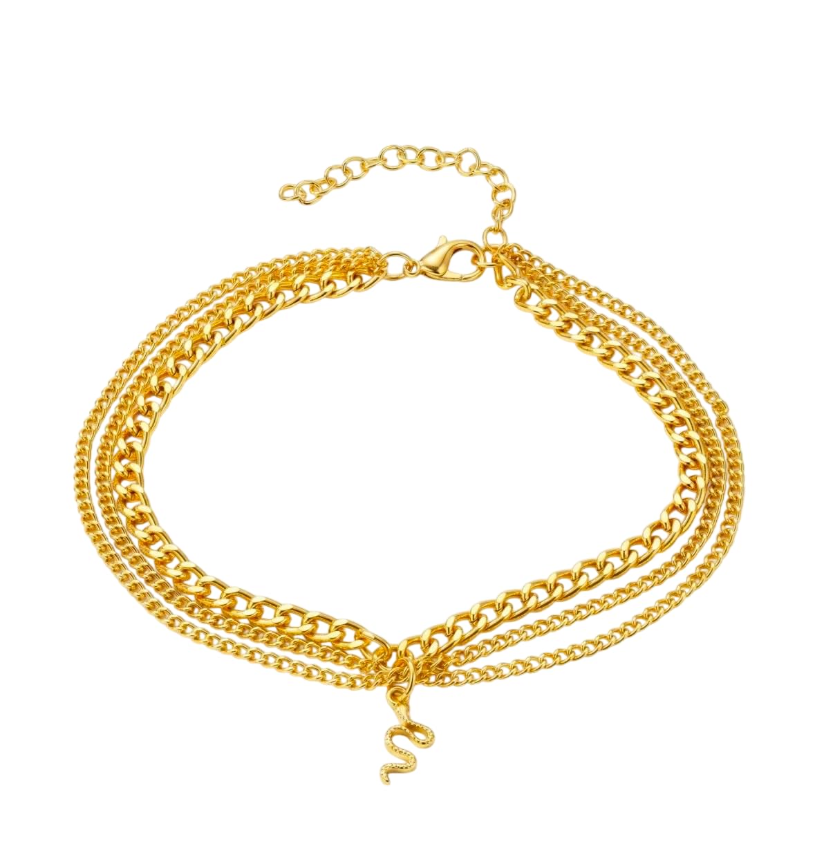 ADORE AND REST Gold-Plated Chain Anklet with Green Enamel Circular Rhinestone Charm and Adjustable Lobster Clasp-image-5