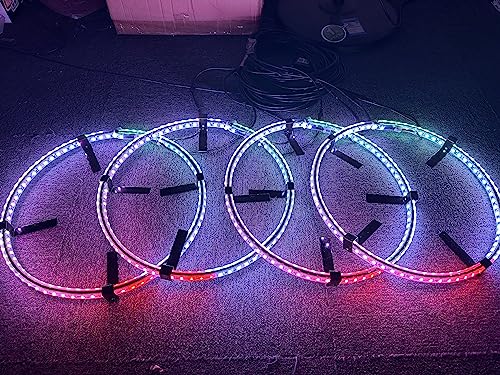 Sando Tech 17inch Double Row Dream Color Chaser RGB LED Wheel Light w/Turn Signal,Braking,Lock Controlled by Remote and APP Simultaneously