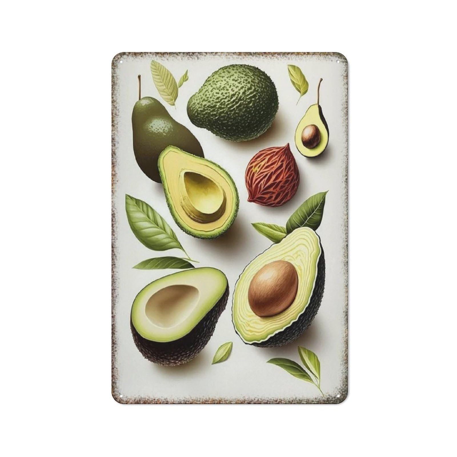 Fresh Avocado Fruit Metal Art Home Kitchen Cafe Restaurant Simple Trendy Wall Decor Sign 8x12 Inch