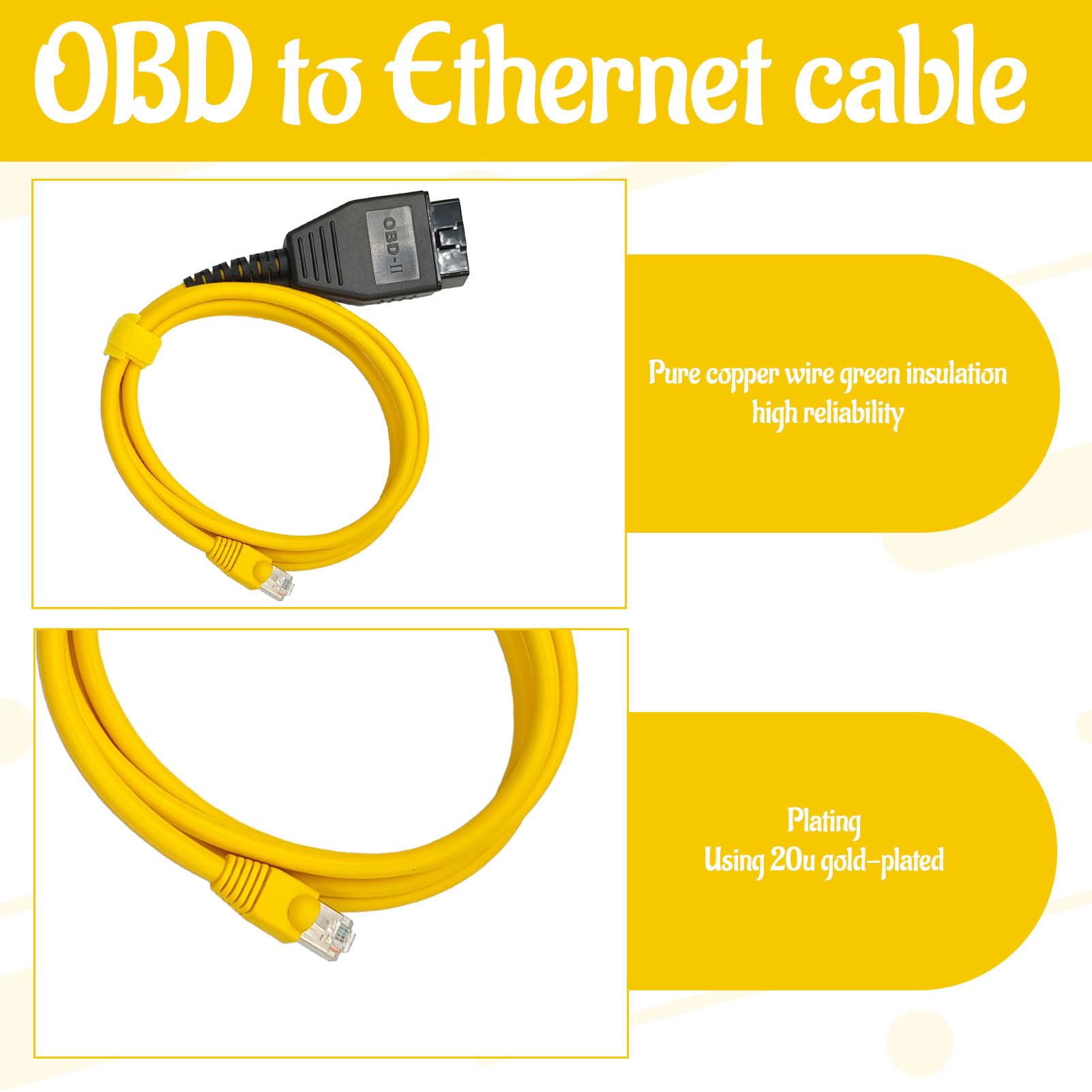 WERPOWER AntiBreak Rj45 ENET Cable ethernet Connector Tools to OBD Interface Cable Coding F Series for ENET