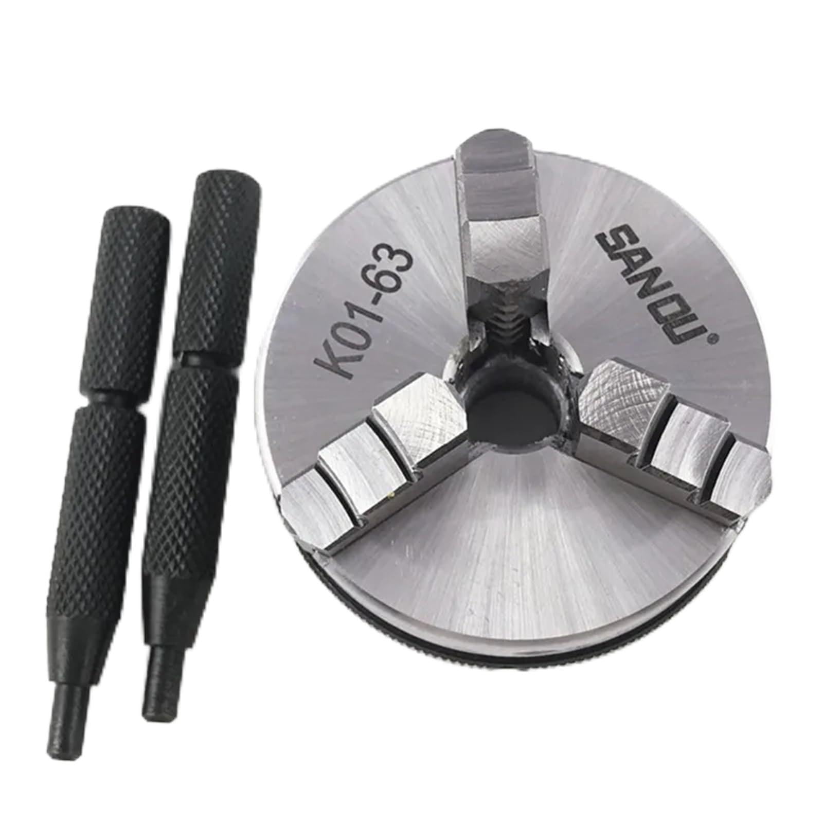 Portabrocas de torno de 63MM, Mini Portabrocas de torno de madera, Portabrocas de torno autocentrante, K01-63 de 3 mandíbulas for torno de madera pequeño