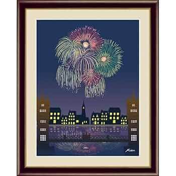 花火の夜景画 Amazon.co.jp: 額絵 [やすらぎの夜景] 【花火】 [F4] [田口