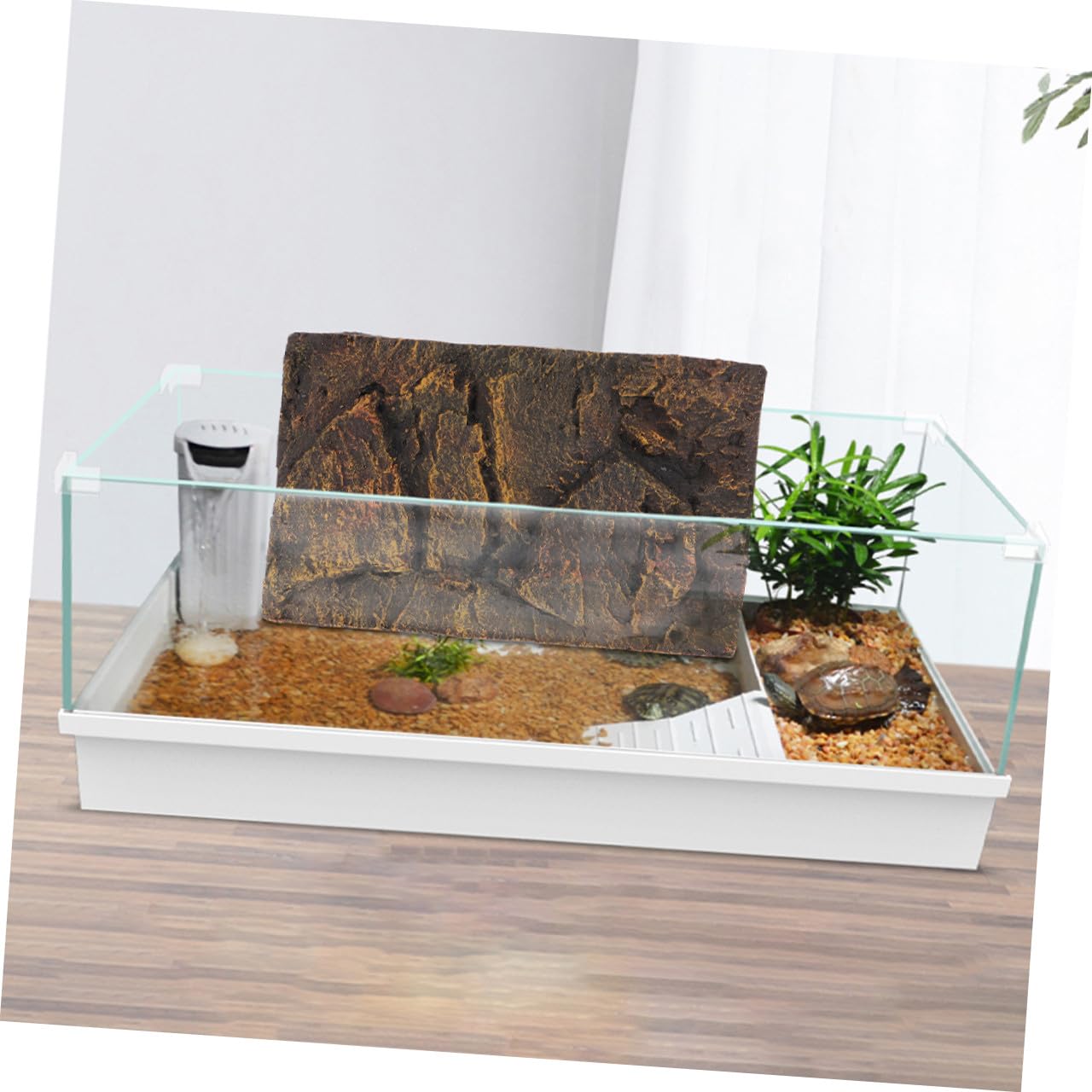 DOITOOL Panel de Reptil para Terrario y Acuario de Tortugas en PU 3D, Pack de 2 Piezas Diseño Estable y Aspecto Natural para Ambientación de Escenarios