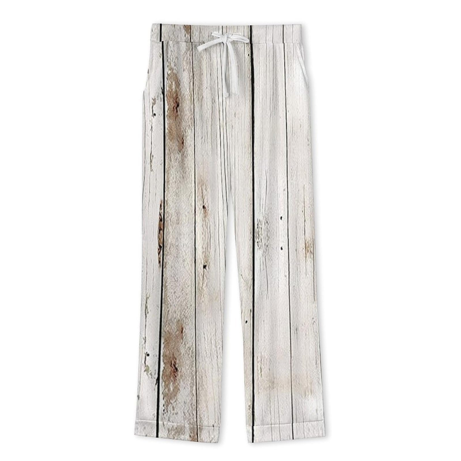 OLEETS Completo Pigiama da Uomo - Modello di Tavola di Legno Top E Pantaloni in 2 Pezzi Pigiama Casual E Ampio A Maniche Lunghe Morbido Autunnale E Invernale.