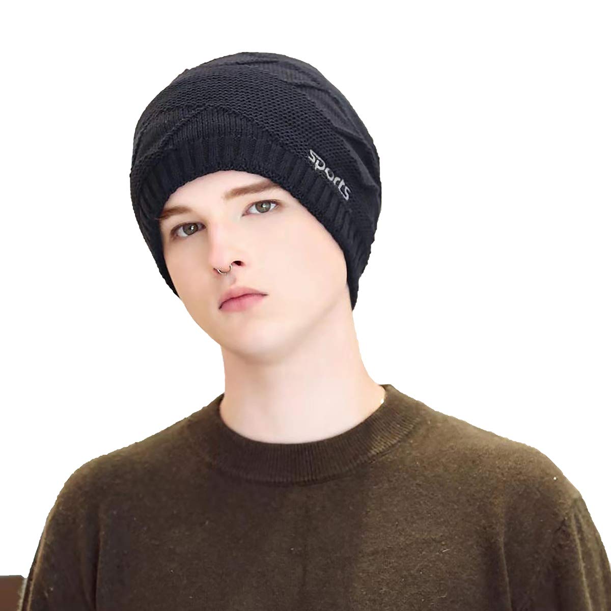 Winter Beanie Hats Warm Knit Hats Skull Cap Thick Fleece Lined Winter Cap for Men Women (4078)
