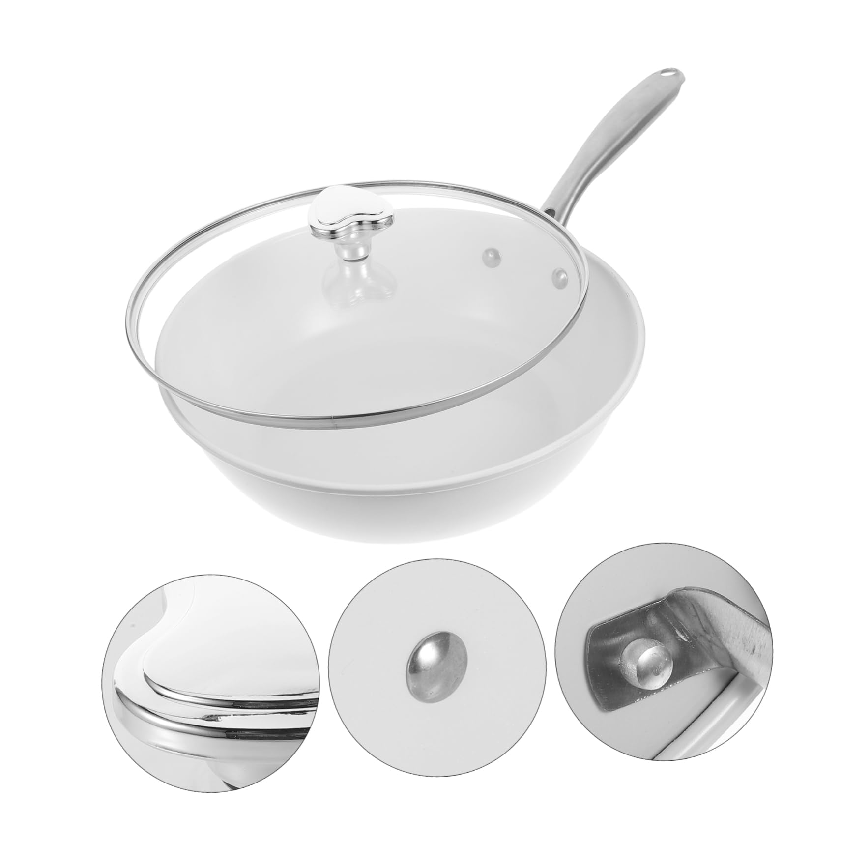 Wok Antiaderente 1 Pezzo in Ceramica Shell con Coperchio