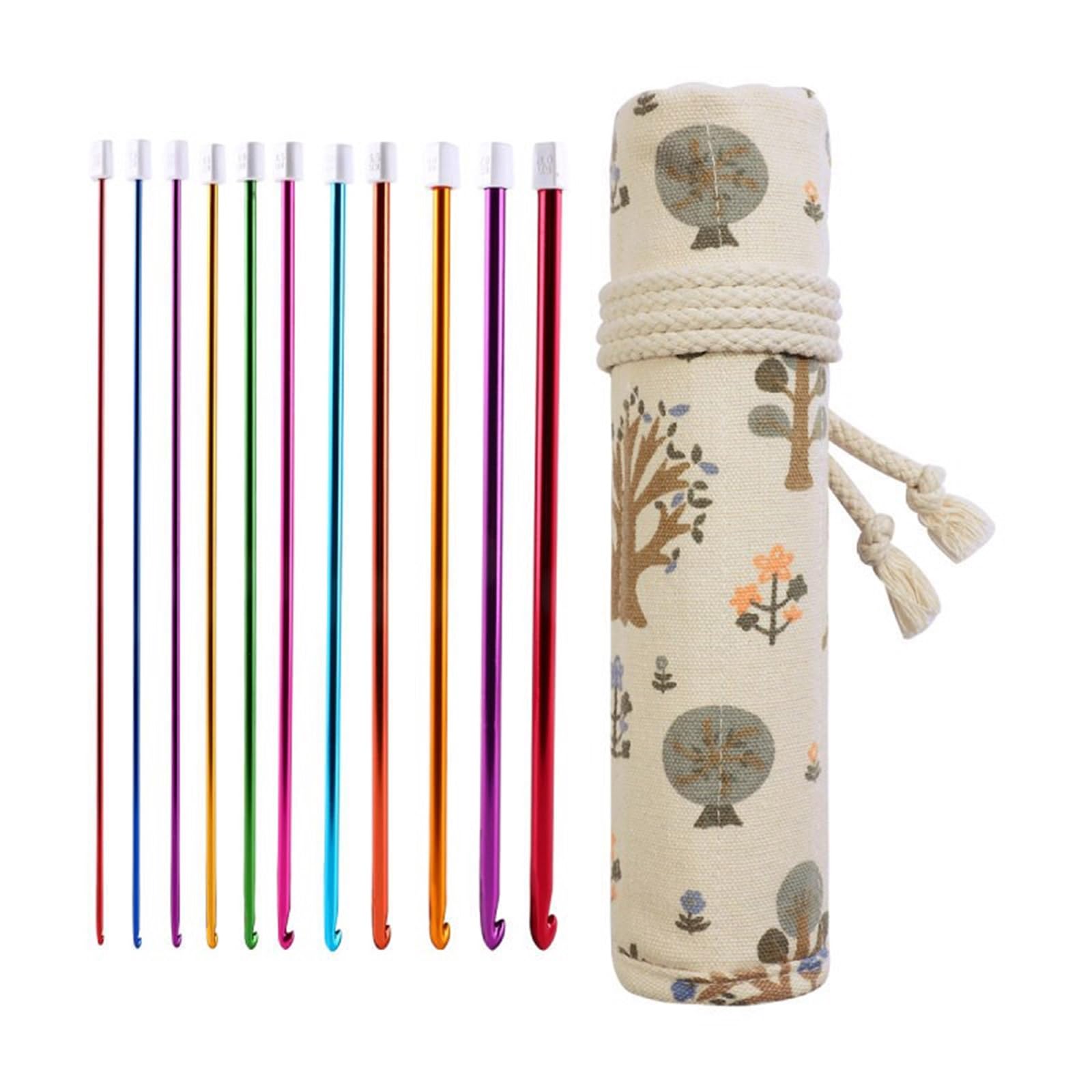 11Pcs Professional Tunisian Crochet Hook 27cm Long Aluminum Afghan Knitting Needle for Blanket Sweater Scarf Bag 2mm-8mm Colorful Ergonomic Knitting Needle