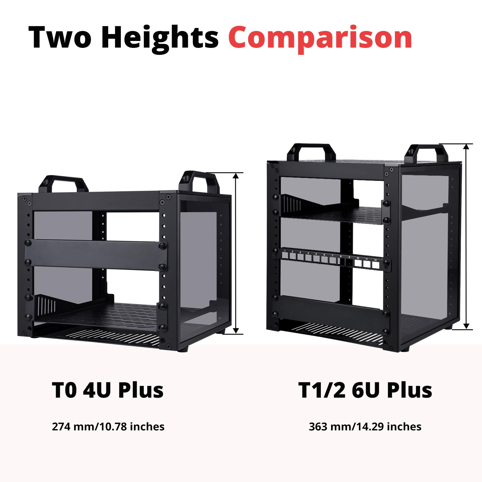 GeeekPi DeskPi RackMate T1/2 Plus, armadio server da 10 pollici, 6U, mini rack profondo 260 mm con fondo del rack e pannello patch Keystone vuoto a 12 porte, per dispositivi AV, NAS e server da 10