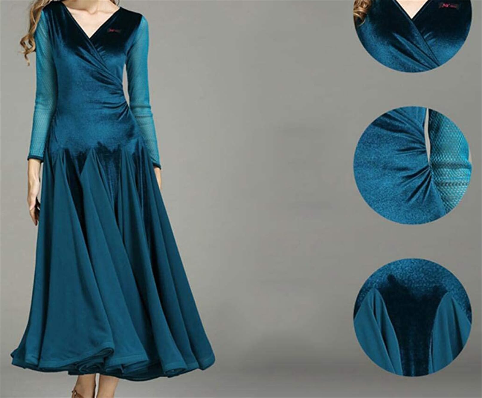 Female Salón De Baile Vestido De Baile Estándar Tango Waltz Disfraces De Manga Larga Danza Vestidos De Competición De Baile Moderno Trajes De La Etapa De Baile