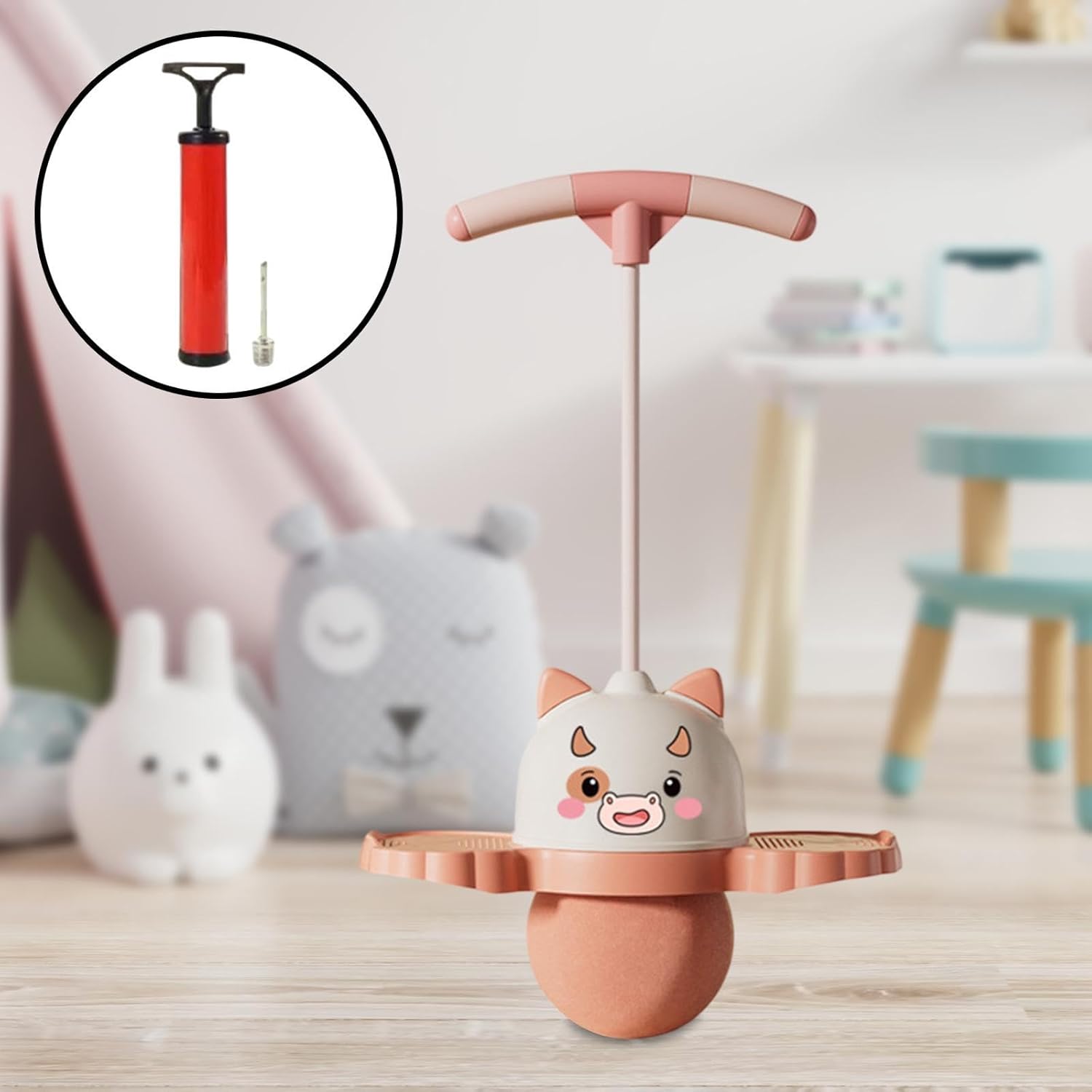 Pogo Jump Toy with Handle for Children Fitness and Play, Pink