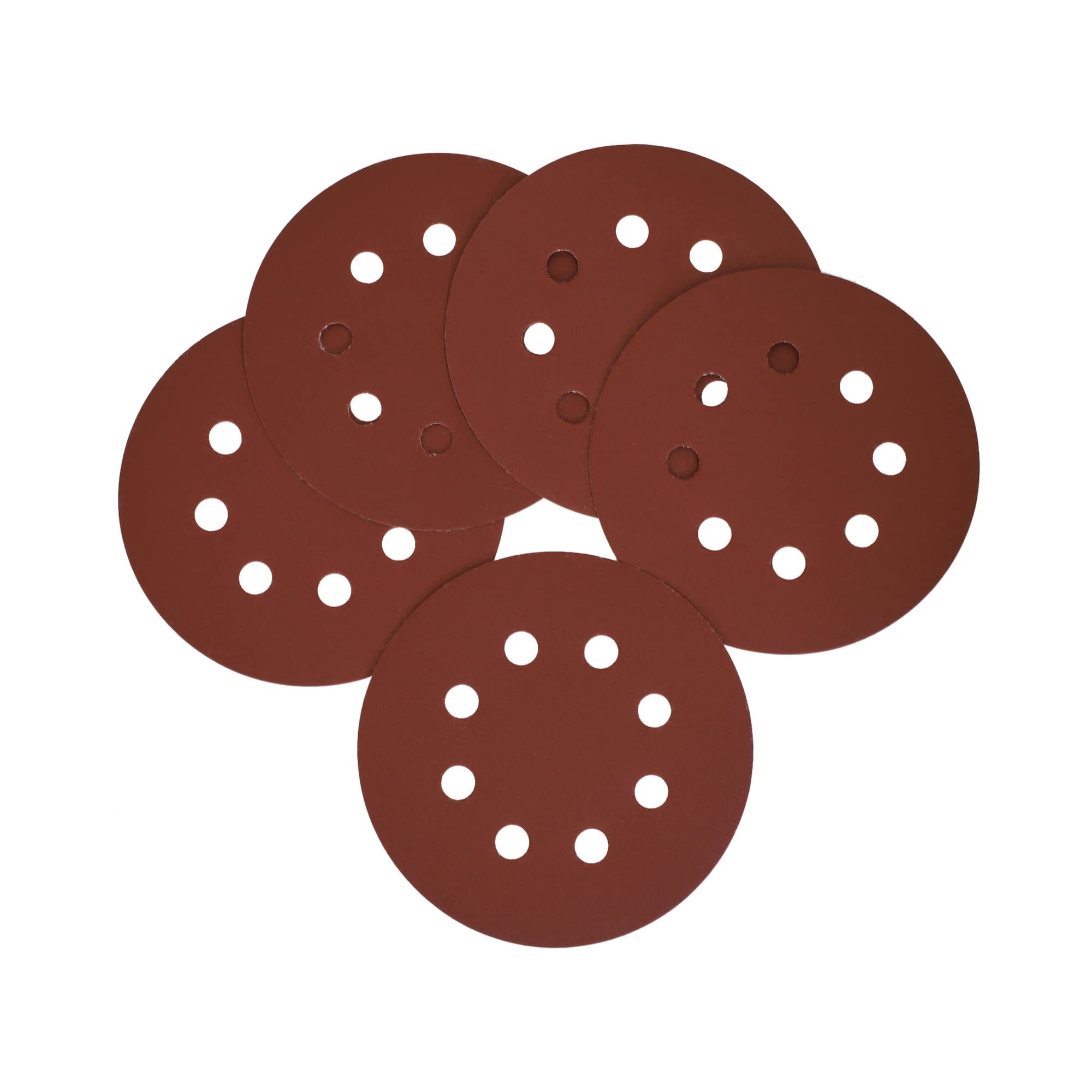 H9 XtraPower 5-Inch 80 Grit Hook & Loop Sandpaper Discs, 8-Hole, 50-Pack for Orbital Sanders (125mm)