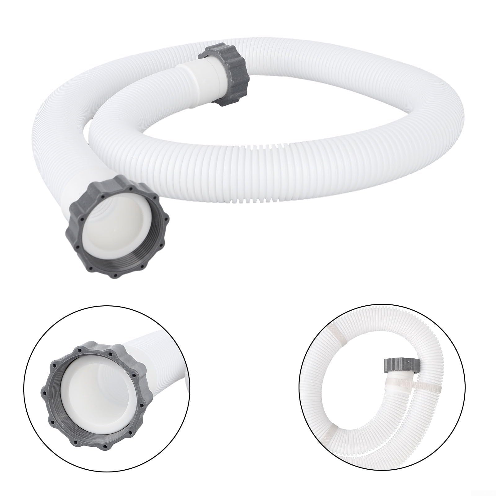 Tubo flessibile per piscina compatibile con Intex, 3,8 cm x 159 cm, per modelli di pompa di ricambio 29060E, include dadi a vite, facile da installare