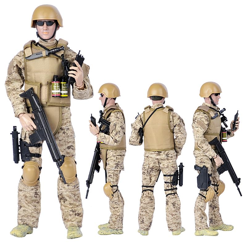 Lmzauet 12 inch Military Soldiers Realistic Special Forces Army Man Action Figures Play Set with Accessories Collection (NB01- Navy Seal Team)