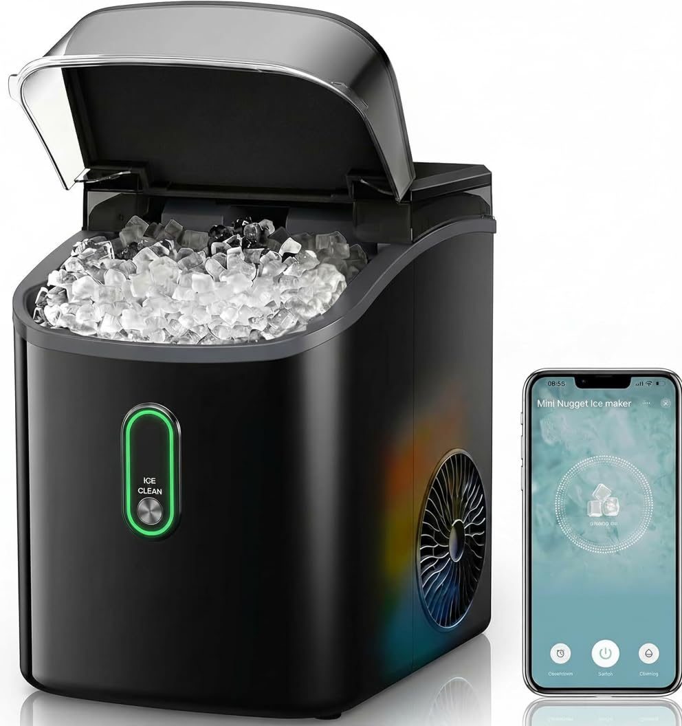 Silonn WiFi Nugget Ice Maker Countertop, 33Lbs/24H Soft Chewable Pebble Ice Machine, Timer Function & App Status Alerts, Compact for Home, Kitchen & Office Use | Fridge.com