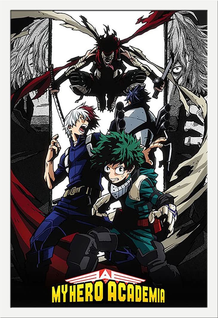 My Hero Academia - Hero Killer Stain - Poster cinematografico cinema Movie serie TV, dimensioni 61 x 91,5 cm + cornice intercambiabile, Shinsuke® Maxi MDF bianco, disco acrilico