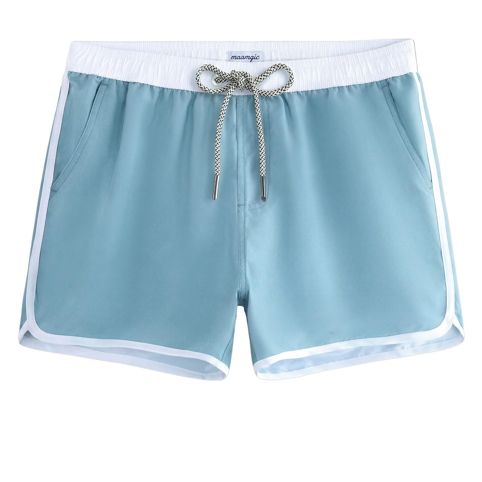 maamgic Mens Boys Short 80s 90s Vintage Swim Trunks with Mesh Lining Quick Dry Swim Suits Board Shorts