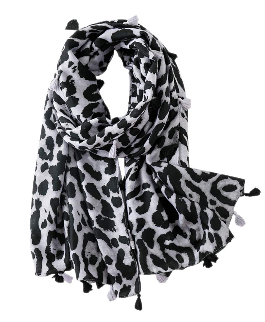 Fairygate Women's Fgyt19225 Leopard Print Scarf For Uk Lightweight Oversized Shawl Wrap With Tassels Scarves & Wraps Animal Print Neck Scarfs Fashion Gifts 19225