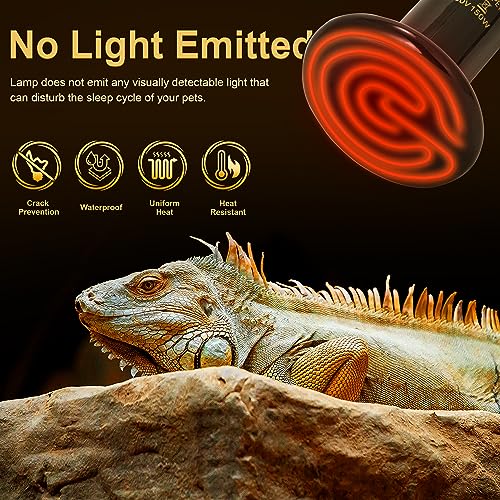 NEPTONION 2 Pack Ceramic Heat Emitter, 100W Reptile Heat Lamp, No Light Emitted Bulb - Image 4