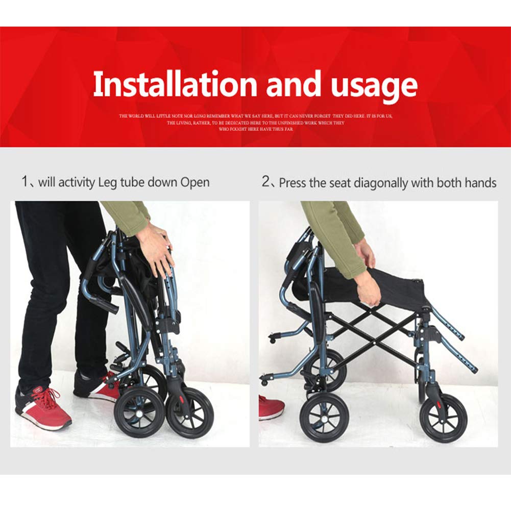 Silla de ruedas manual ligera y plegable, para personas mayores y personas mayores, reposapiés ajustable, silla de viaje cómoda, sillas de ruedas propulsadas por asistentes