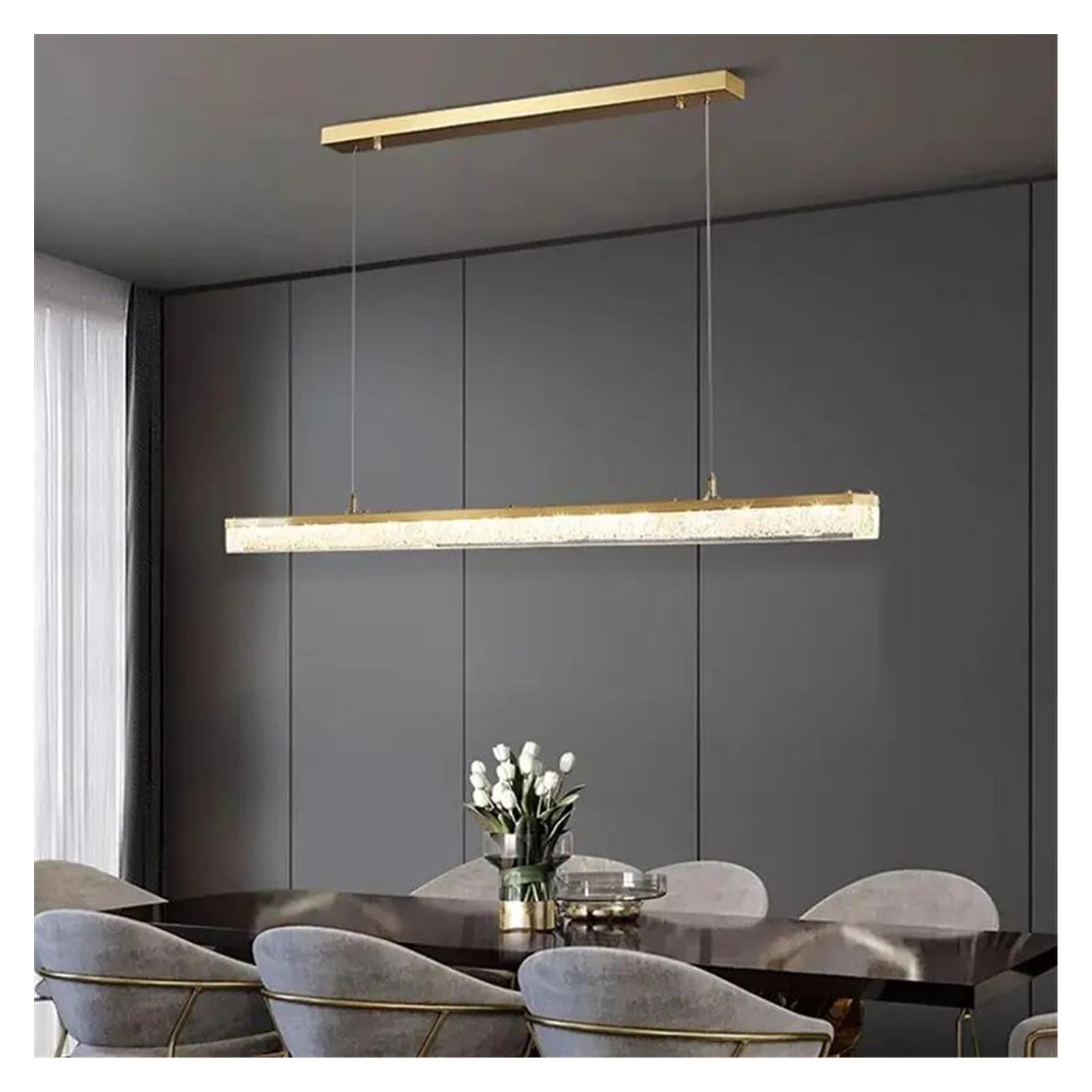 Genérico Lámparas de araña, Lámpara colgante LED moderna de lujo for sala estar, dormitorio y comedor con diseño brillo dorado pálido(120cm)